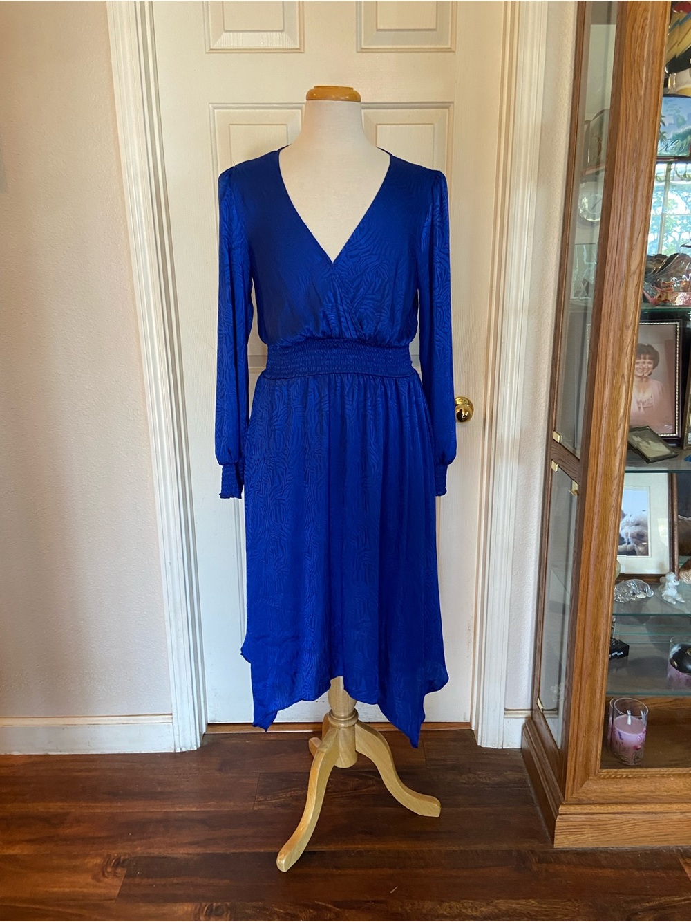NWT Michael Kors Handkerchief Dress Blue Womens Sz S Or L Jacquared Zebra Print